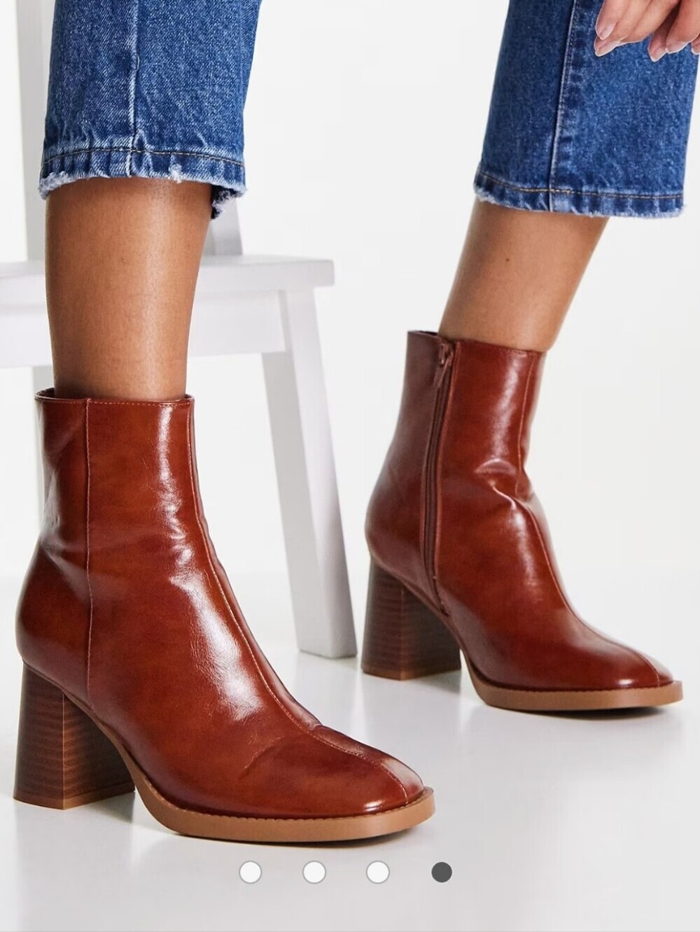 ASOS DESIGN Revival Round Toe Block Heel Boots Tan WIDE